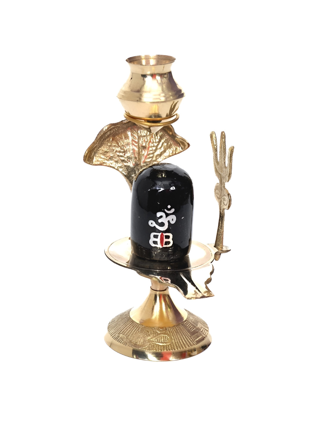 Navyaksh Shivling with Lota Gold Brass Metallic Living Room Set of 3 Small Showpieces - 29.5 Inches