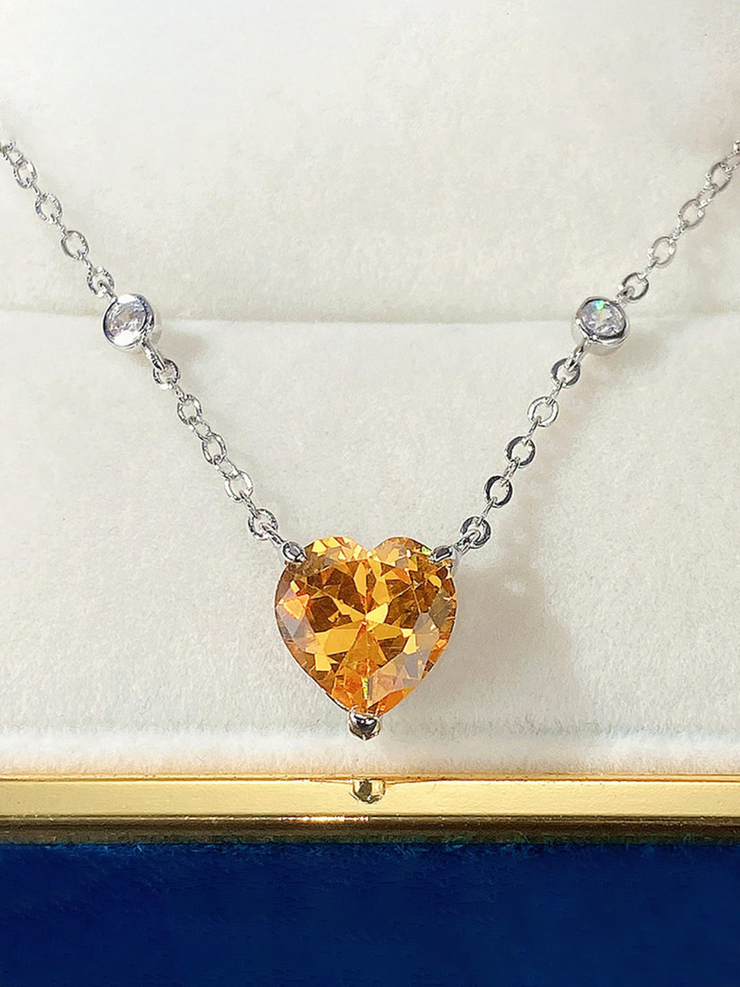 Designs & You Silver-Plated AD-Studded Heart Pendant With Chain