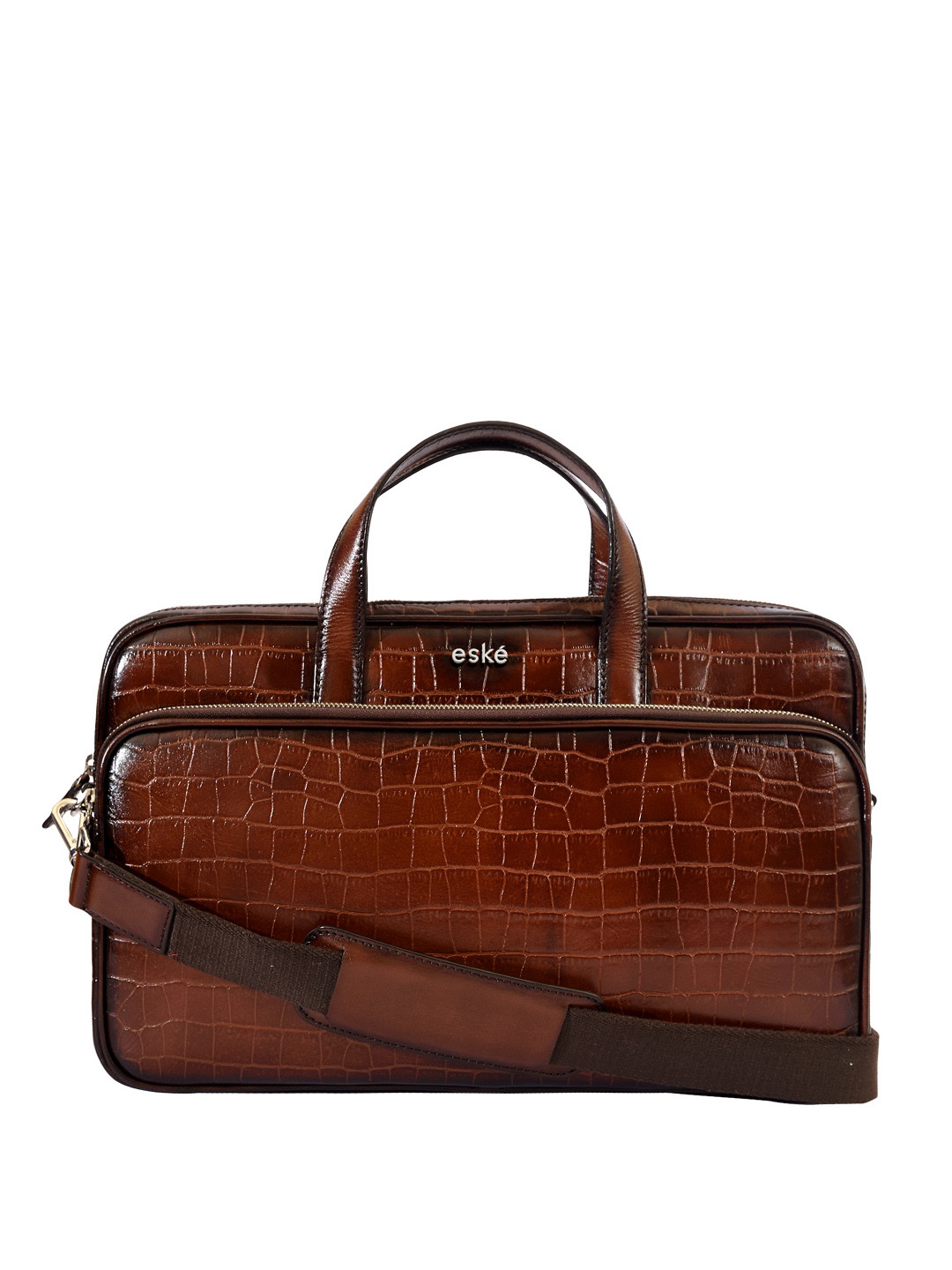 Eske Unisex Textured Leather Laptop Bag 38 cm