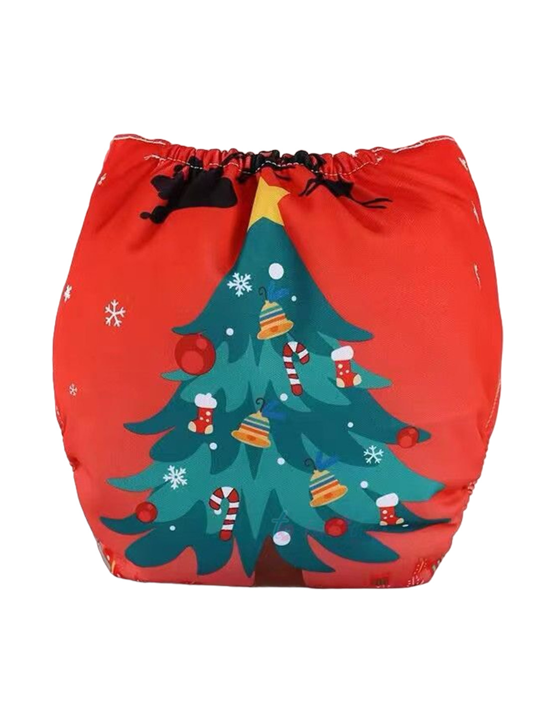 Butterthief Kids Red & Green Christmas Tree Printed Reusable Cloth Diaper