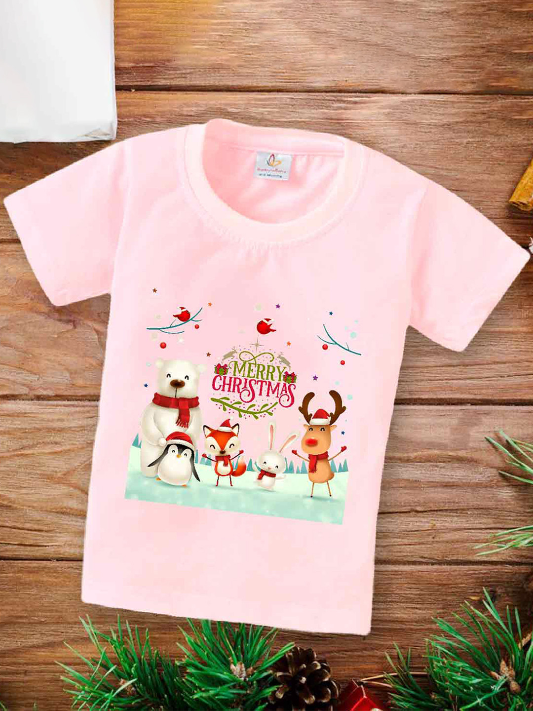 Babywish Kids Merry Christmas Printed Cotton T-shirt