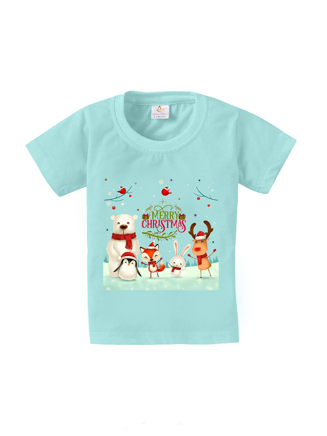 Babywish Kids Christmas Printed Quickly Dry Cotton Relaxed Fit T-Shirt