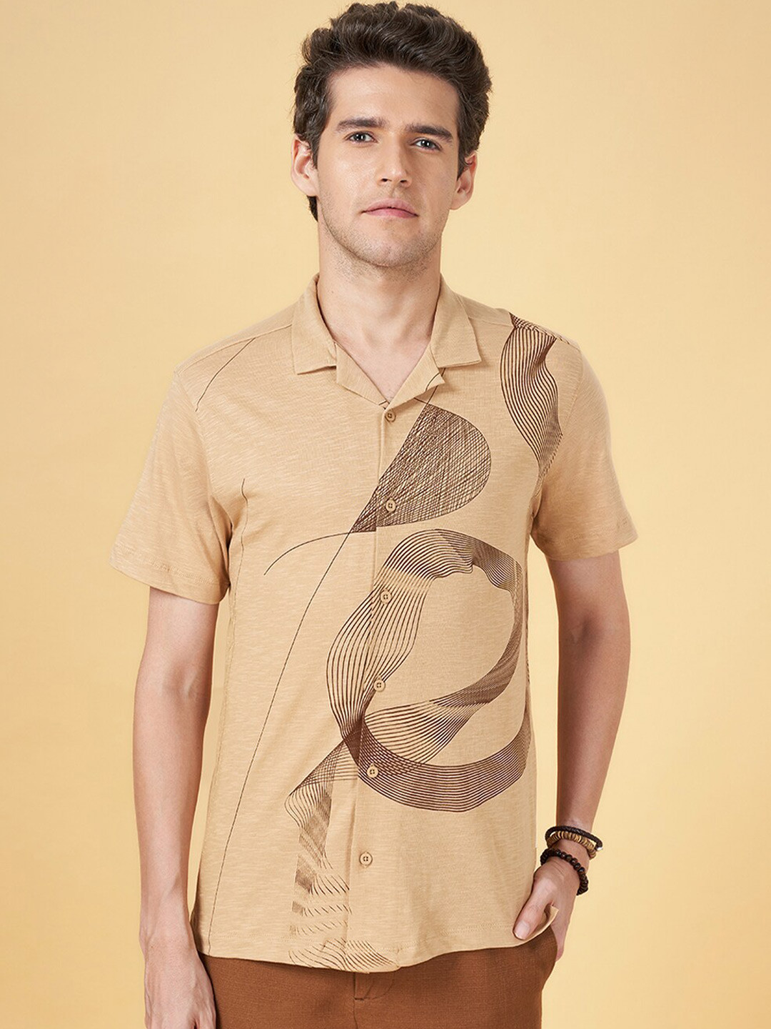 7 Alt by Pantaloons Slim Fit Abstract Printed Cotton Casual Shirt