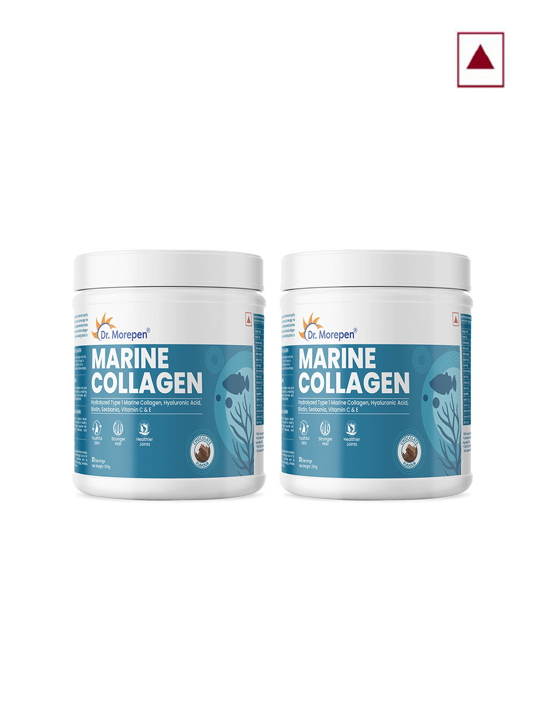 Dr. Morepen Set Of 2 Marine Collagen Protein Powder - Chocolate - 250g Each