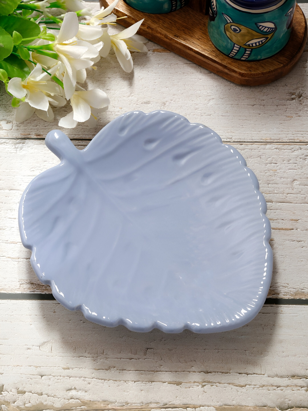 Shilpkara Blue 1 Pieces Ceramic Microwave Safe Food Platter Serveware