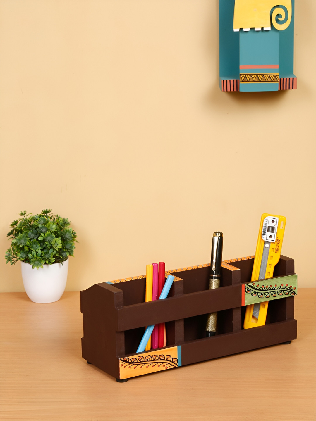 Shilpkara Brown Reusable Desk Organiser