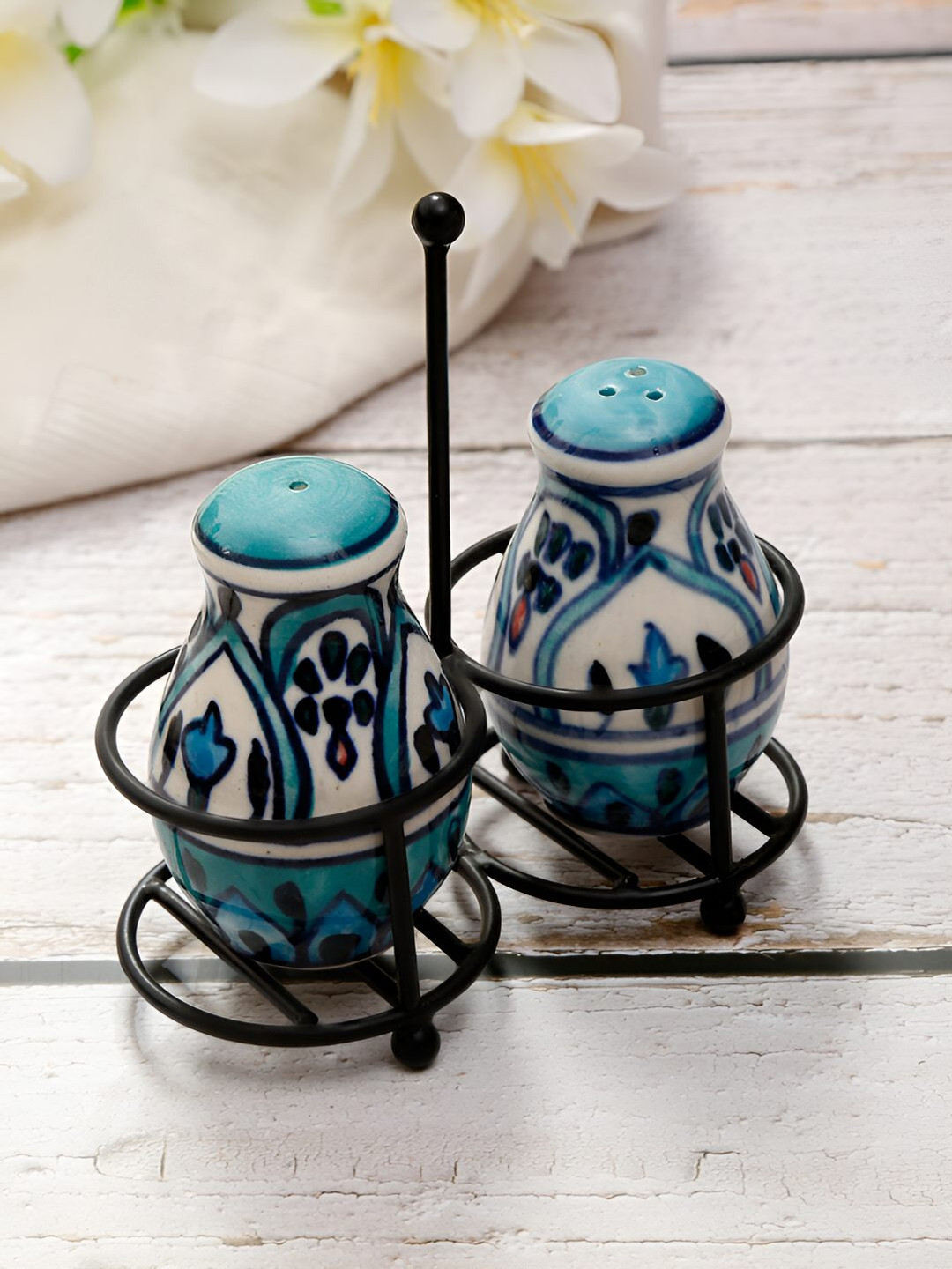 Shilpkara Brown 2Pcs Ceramic Salt Pepper Set 100 ML