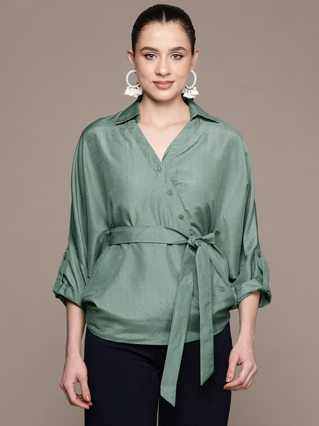 aarke Ritu Kumar Solid Wrap Top