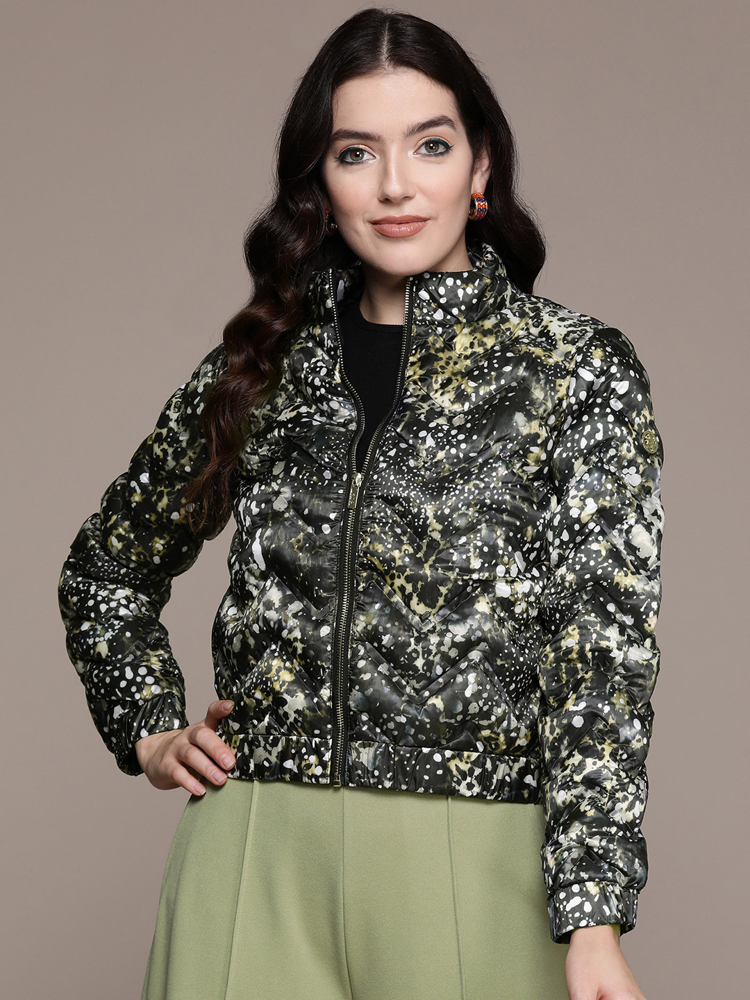 Label Ritu Kumar Women Printed Bomber Jacket
