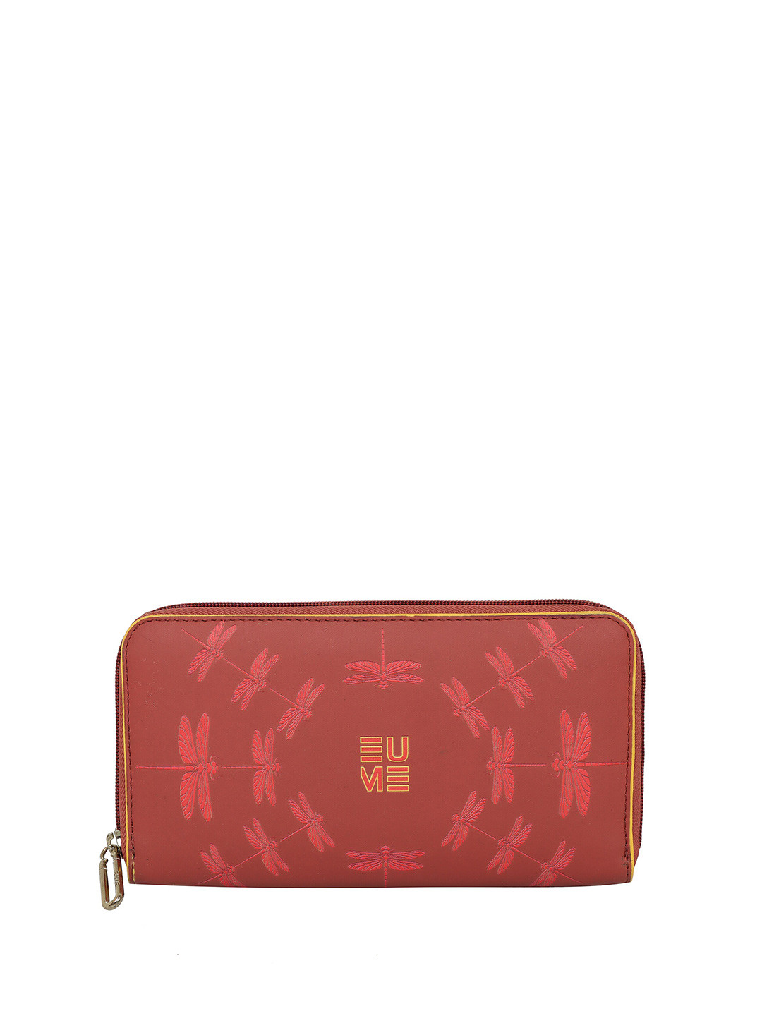 EUME Women Shaffron Wing Printed Vegan Leather Zip Around Wallet