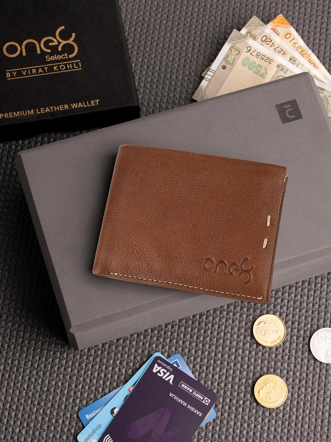 One8 Leather Two Fold Wallet with Rfid
