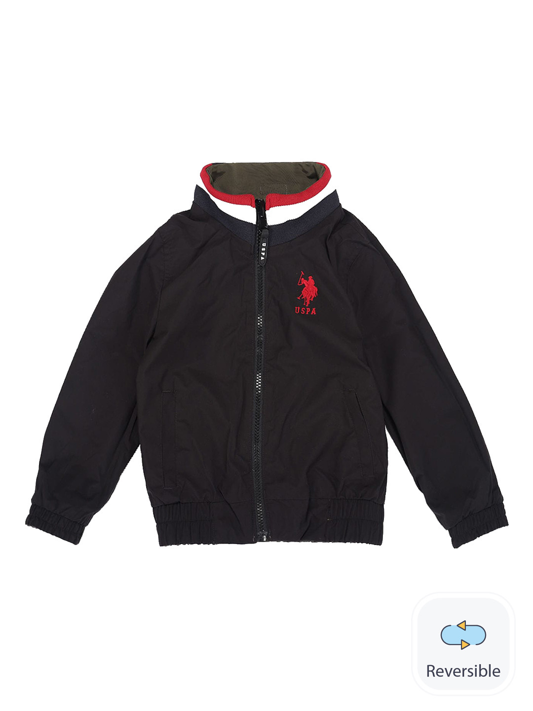 U.S. Polo Assn. Kids Boys Reversible Detachable Hooded Bomber Jacket