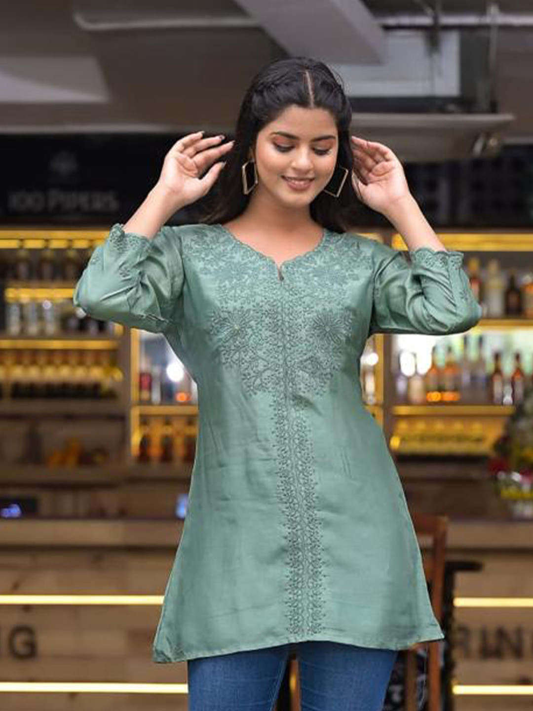 Advya Floral Embroidered Cotton Tunic