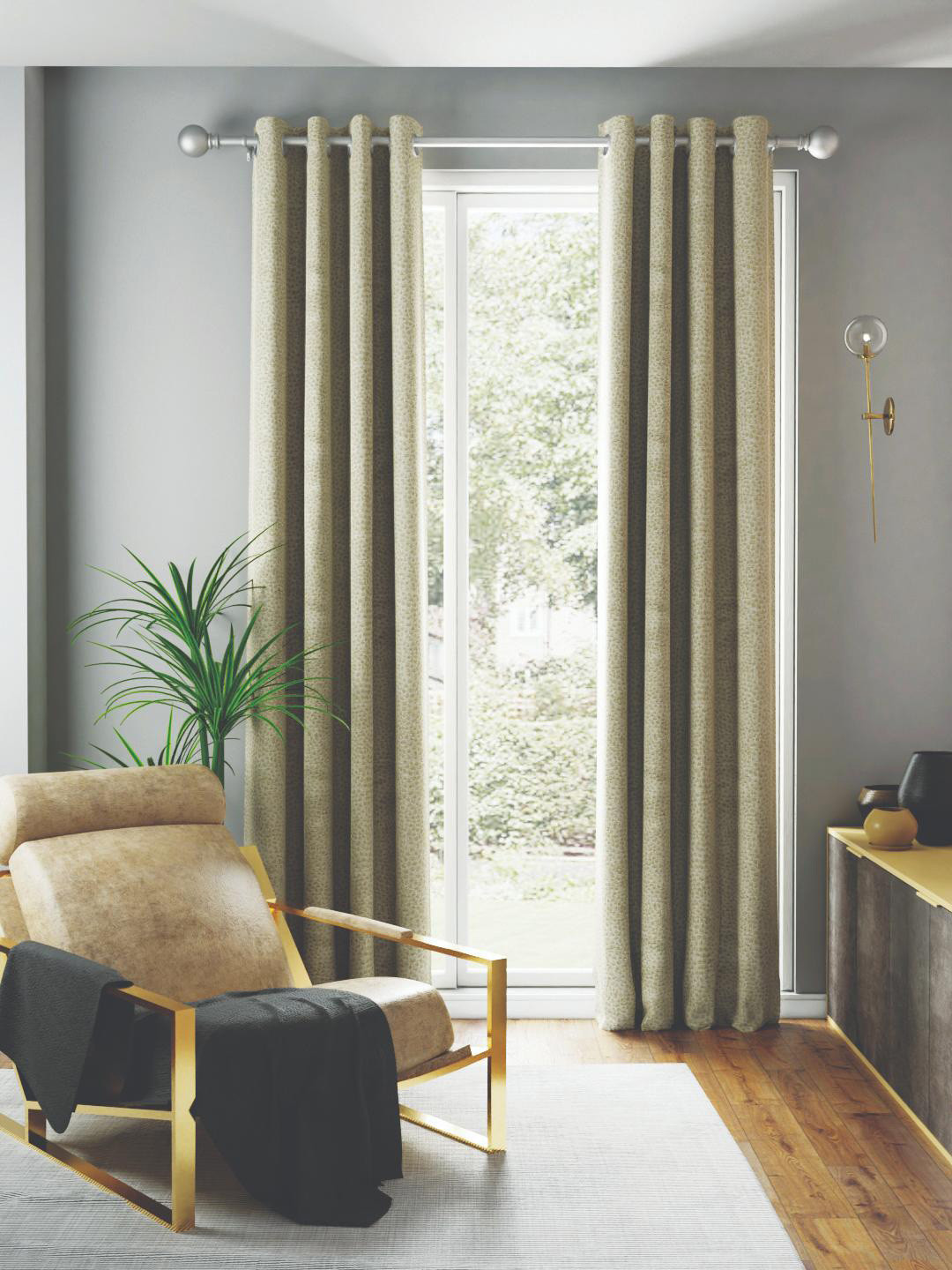 BIANCA TREMEZZO Green 2 pieces Abstract Room Darkening Door Curtain