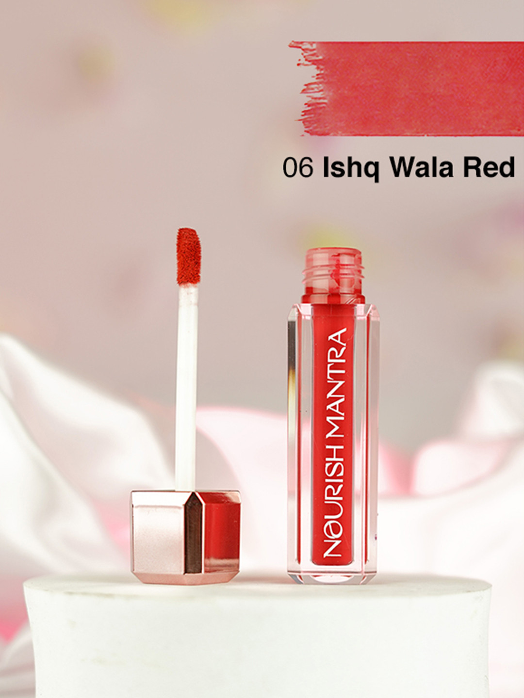 Nourish Mantra Creamy Matte Liquid Lipstick With SPF - 3.5ml -Ishq Vala Red