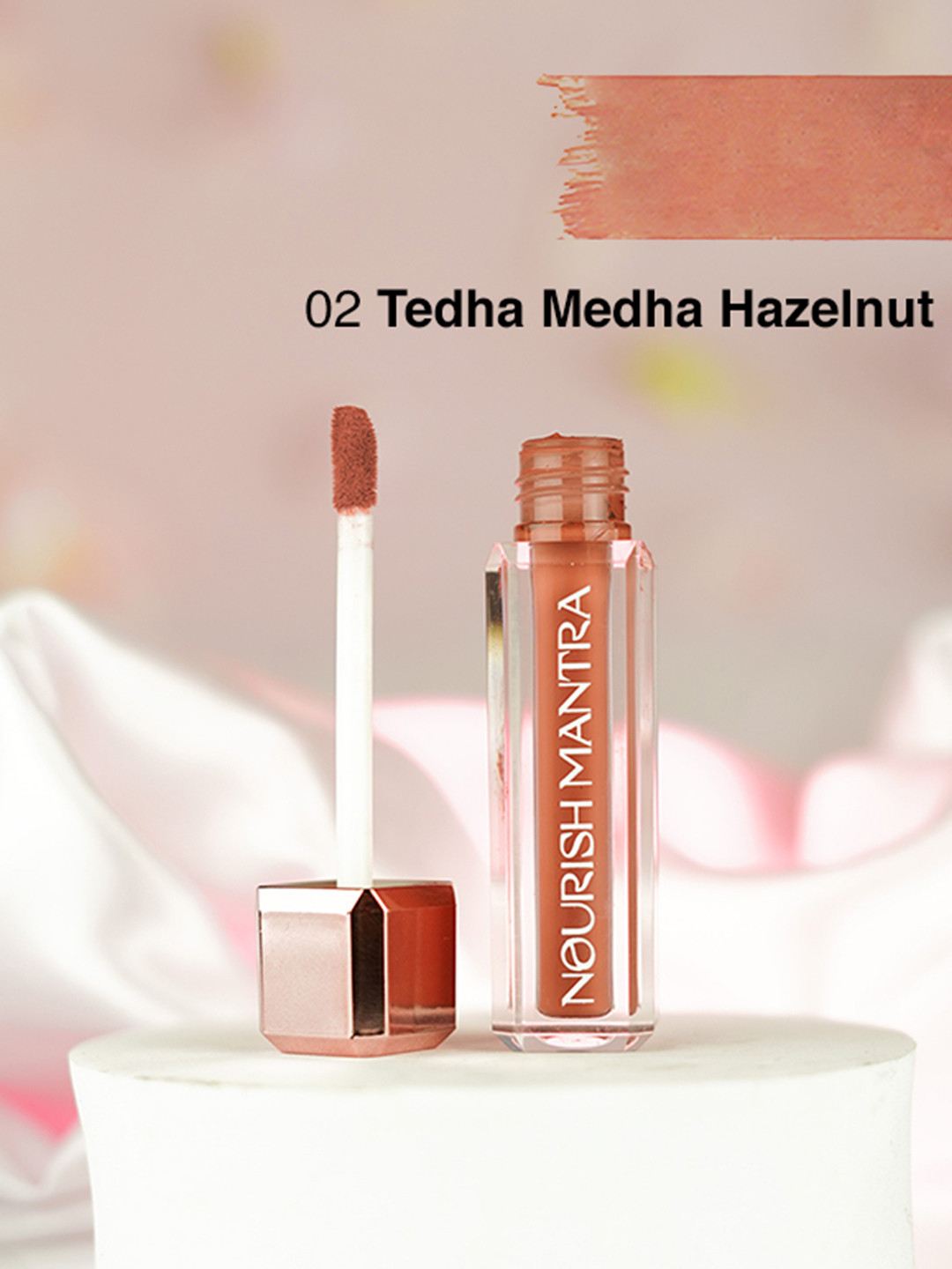 Nourish Mantra Creamy Matte Liquid Lipstick With SPF - 3.5ml -Tedha Medha Hazelnut
