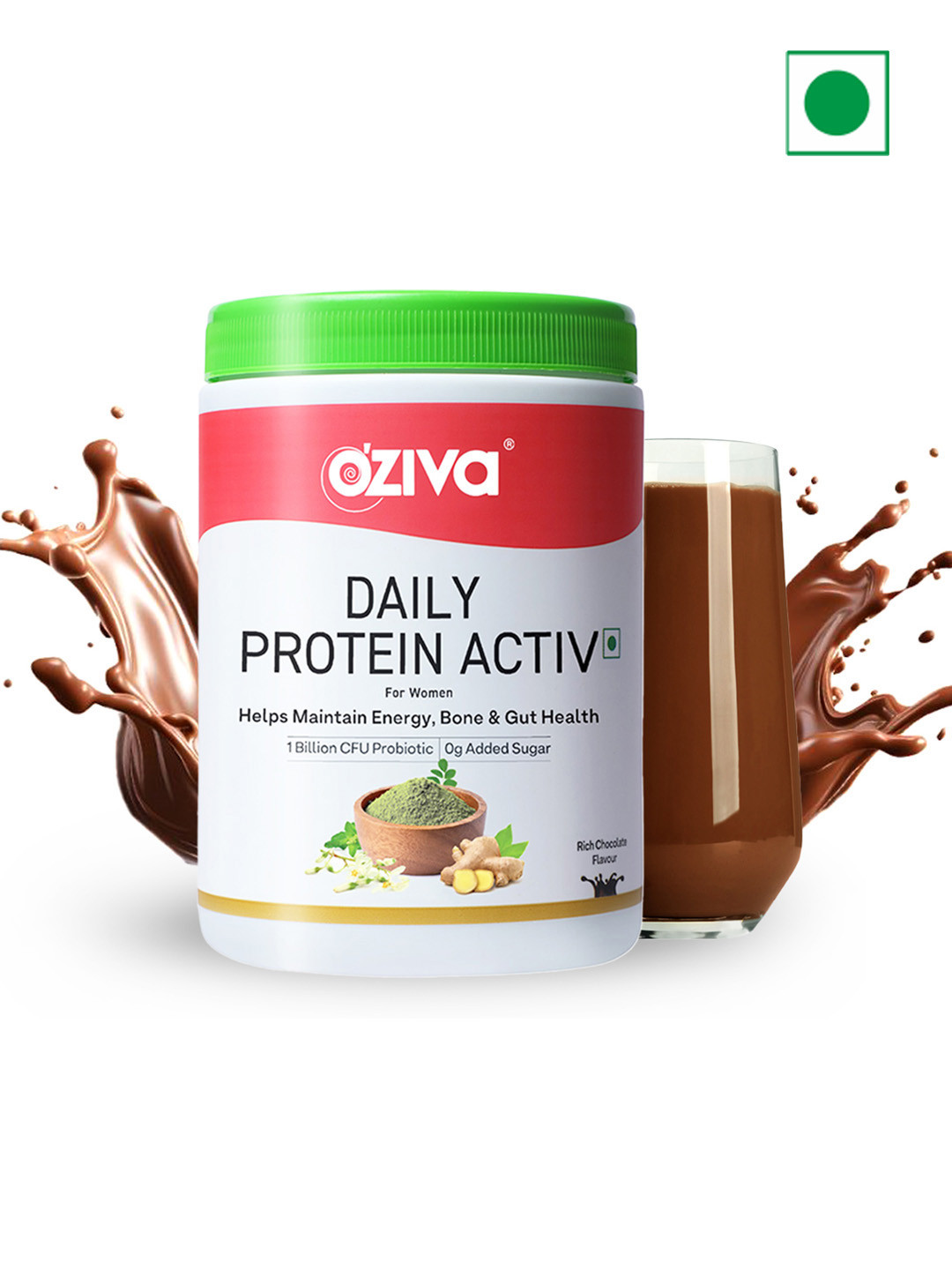 OZiva Women Daily Protein Activ Powder For Better Energy & Bone Health, Chocolate - 300g