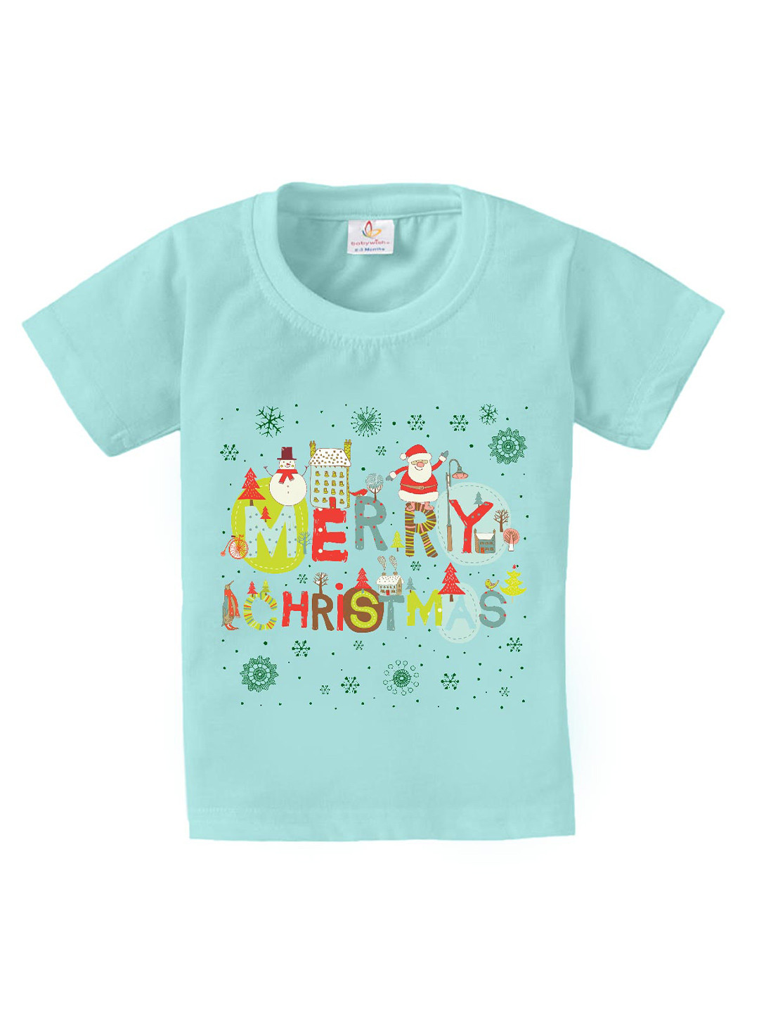 Babywish Kids Merry Christmas Printed Short Sleeves Relaxed Fit Cotton T-shirt