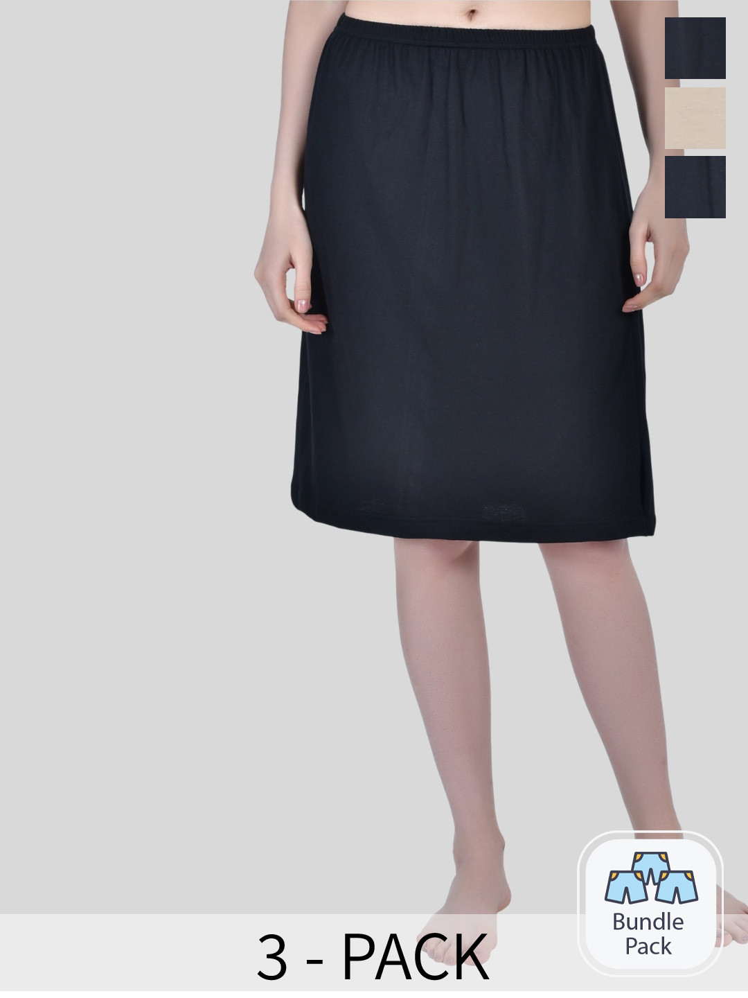 Aimly Pack Of 3 Straight Knee Length Knee Length Skirt Slip