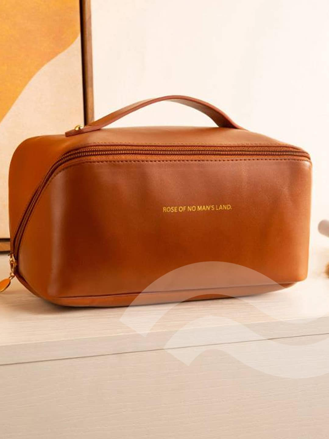 GUBB Makeup Organiser Soft PU Leather Bag - Brown