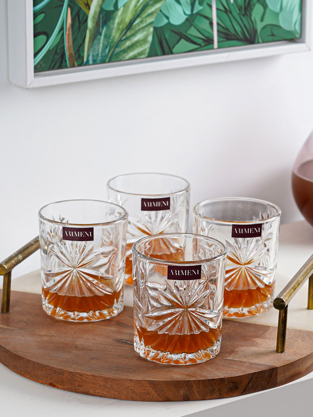 THE ARTMENT Transparent 4 Pieces Impressionist Scotch Savvy Whiskey Glasses 210ML