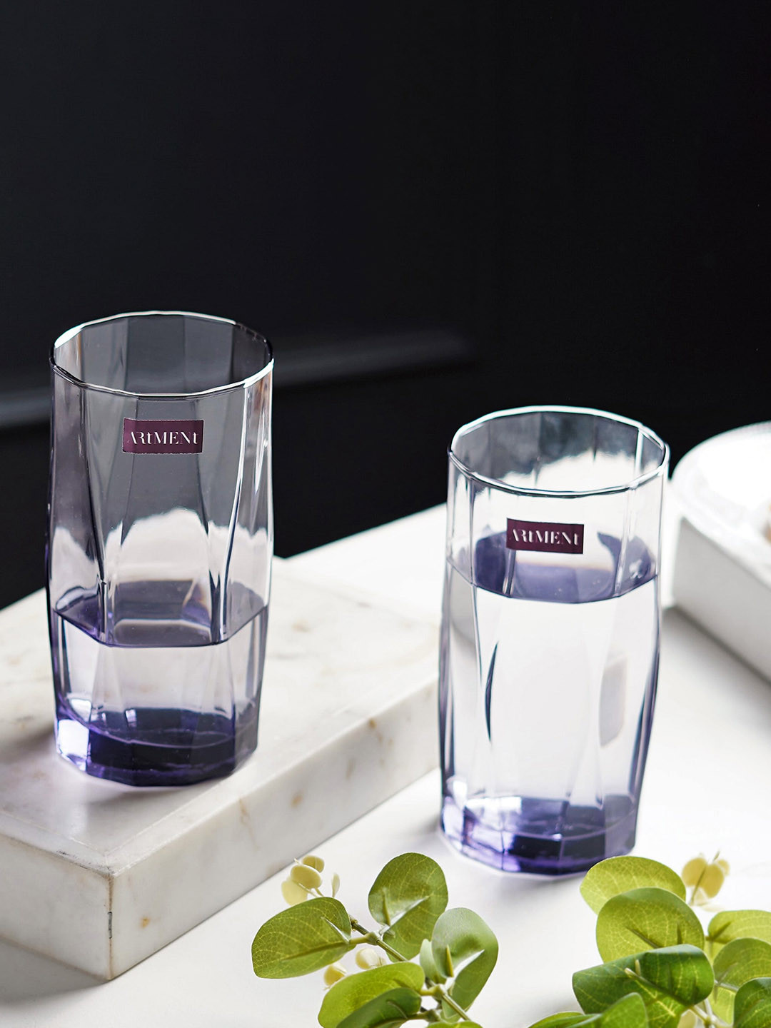 THE ARTMENT Amethyst Noir Transparent 4 Pieces Glasses 400 ml