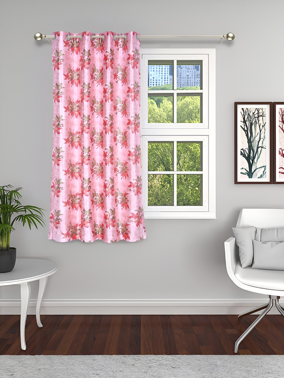 THE CONVERSION Pink & Red Floral Window Curtain