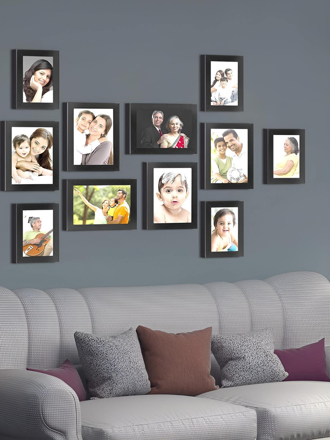 Stuthi Arts Black 11 Pieces Wood Wall Photo Frames