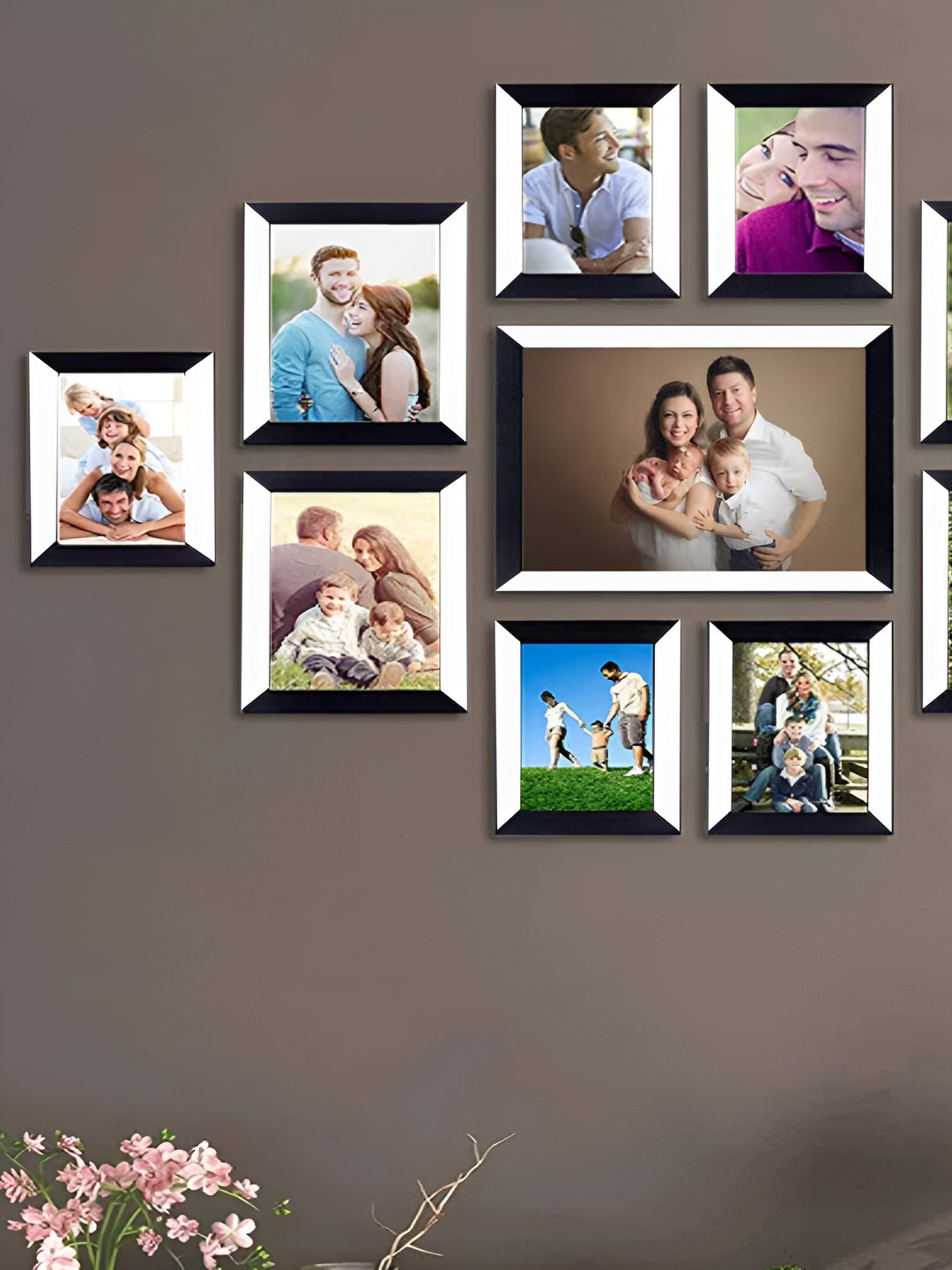 Stuthi Arts Black & White 11 Pieces Wood Wall Photo Frames