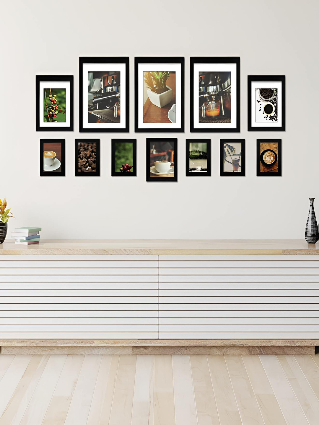 Stuthi Arts Black 12 Pieces Wood Wall Photo Frames