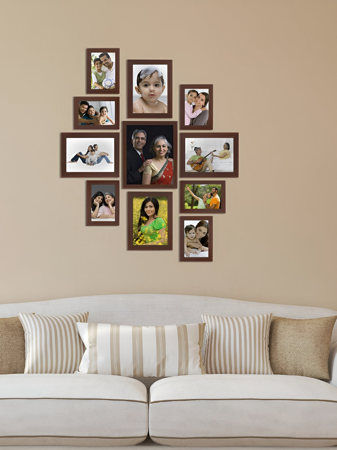 Stuthi Arts Brown 11 Pieces Wood Wall Photo Frames
