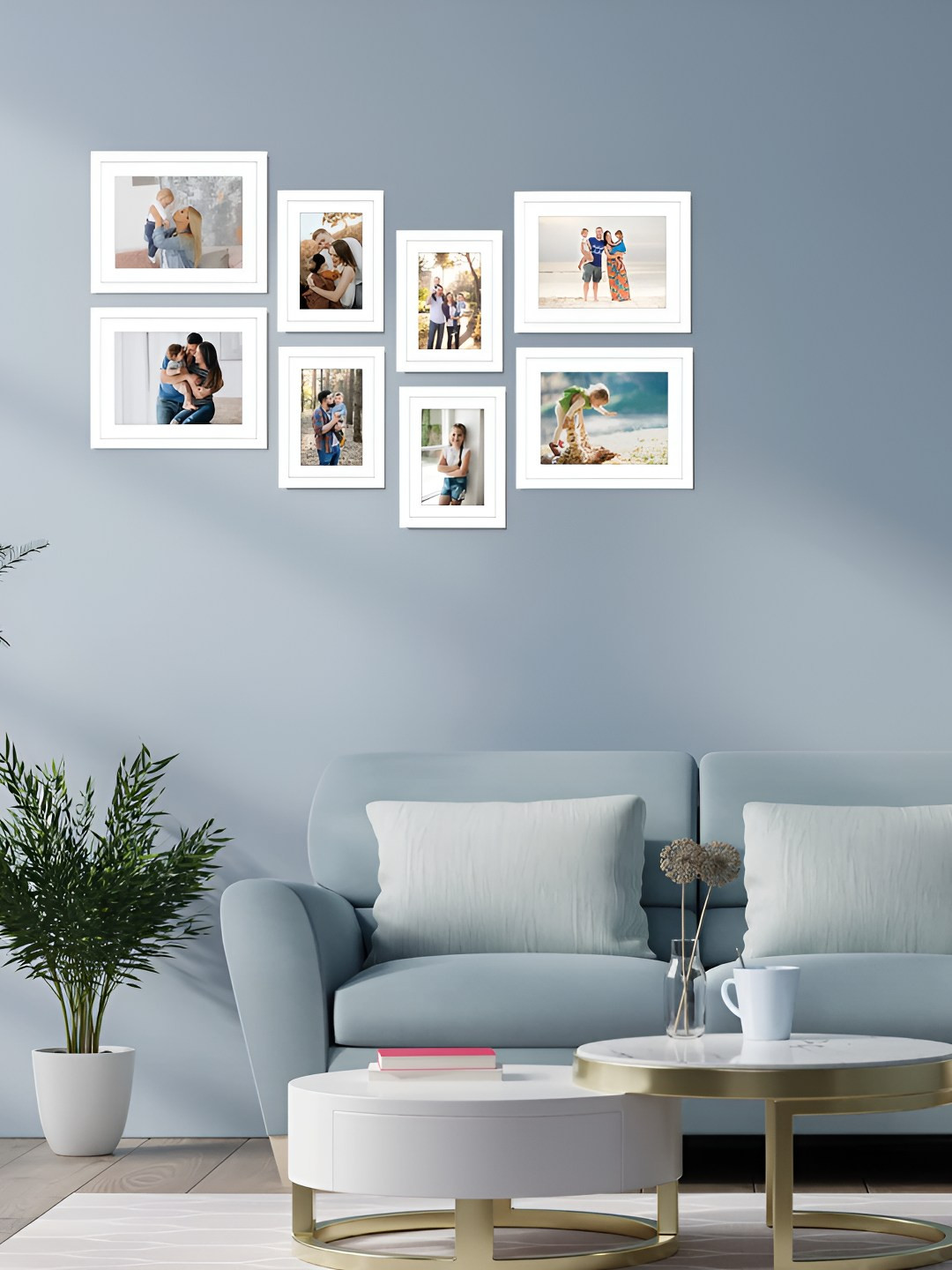 Stuthi Arts White 8 Pieces Wood Wall Photo Frames