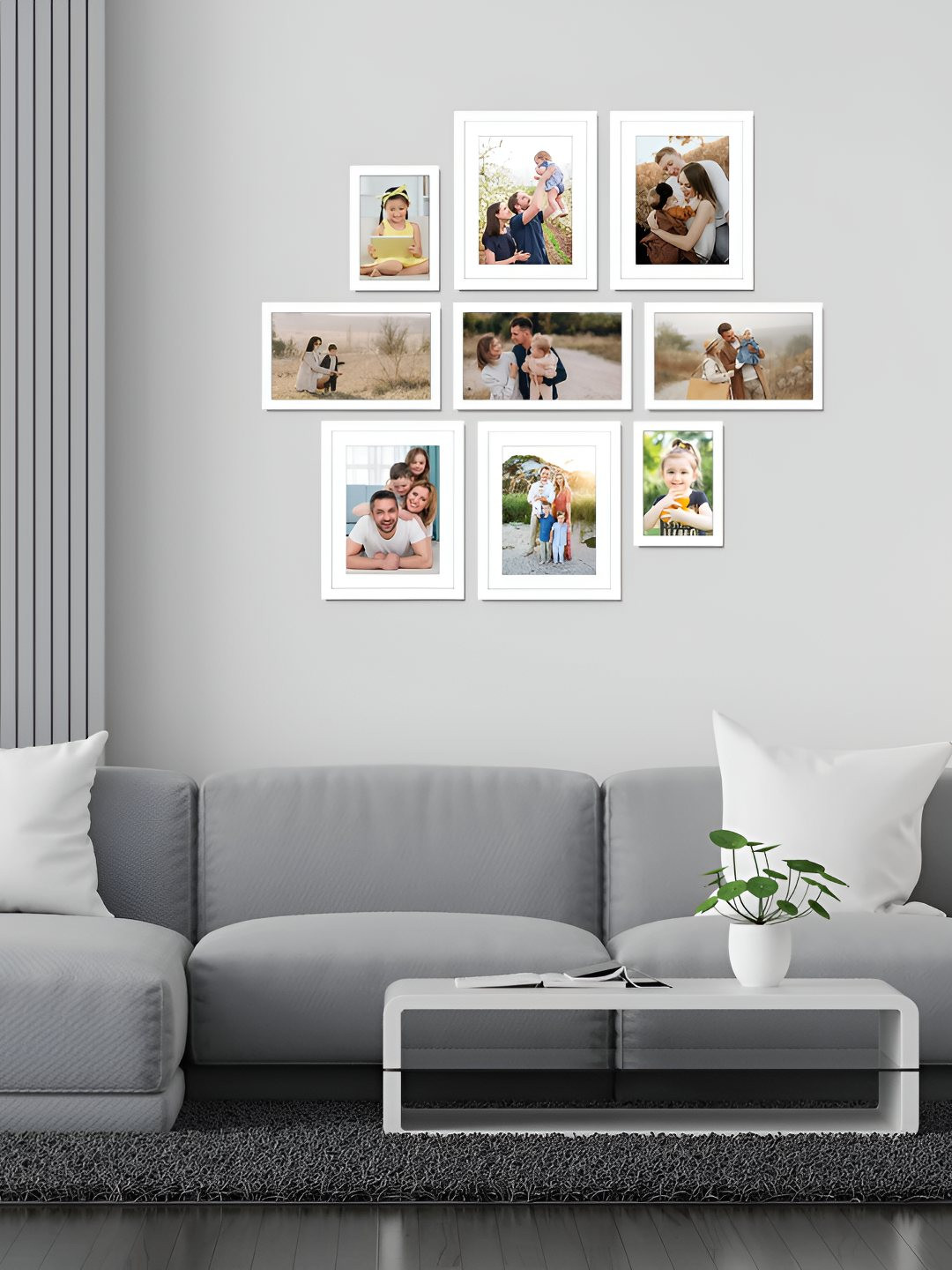 Stuthi Arts White 9 Pieces Wood Wall Photo Frames