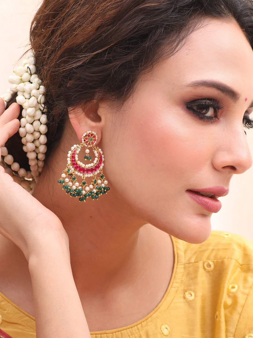 Tarinika Gold-Plated Antique Crescent Shaped Chandbalis