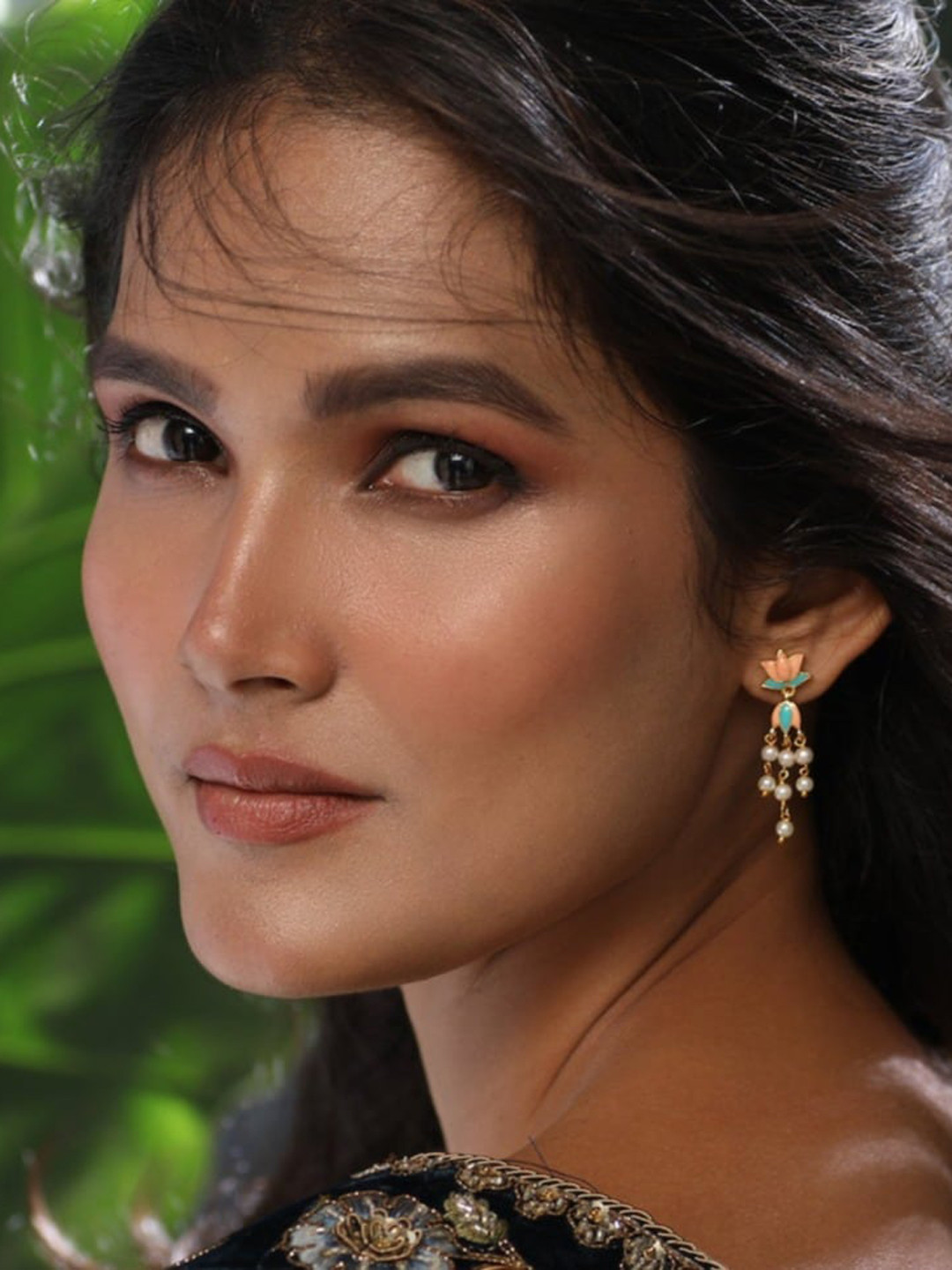 Tarinika Gold-Plated Floral Drop Earrings