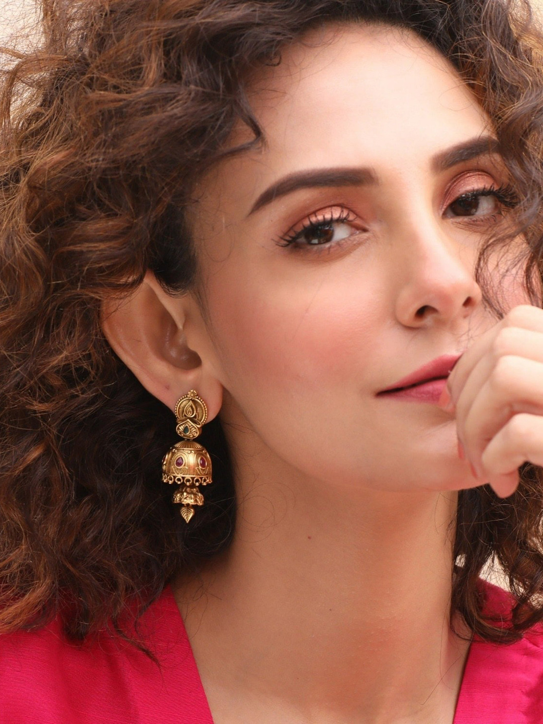 Tarinika Gold-Plated Dome Shaped Antique Jhumkas