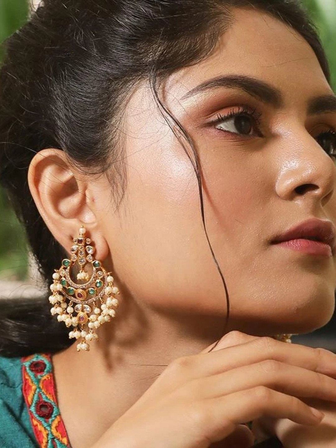 Tarinika Gold-Plated Crescent Shaped Antique Drop Earrings