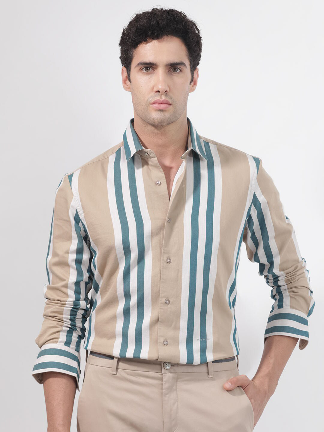 RARE RABBIT Men Modena Slim Fit Striped Cotton Shirt