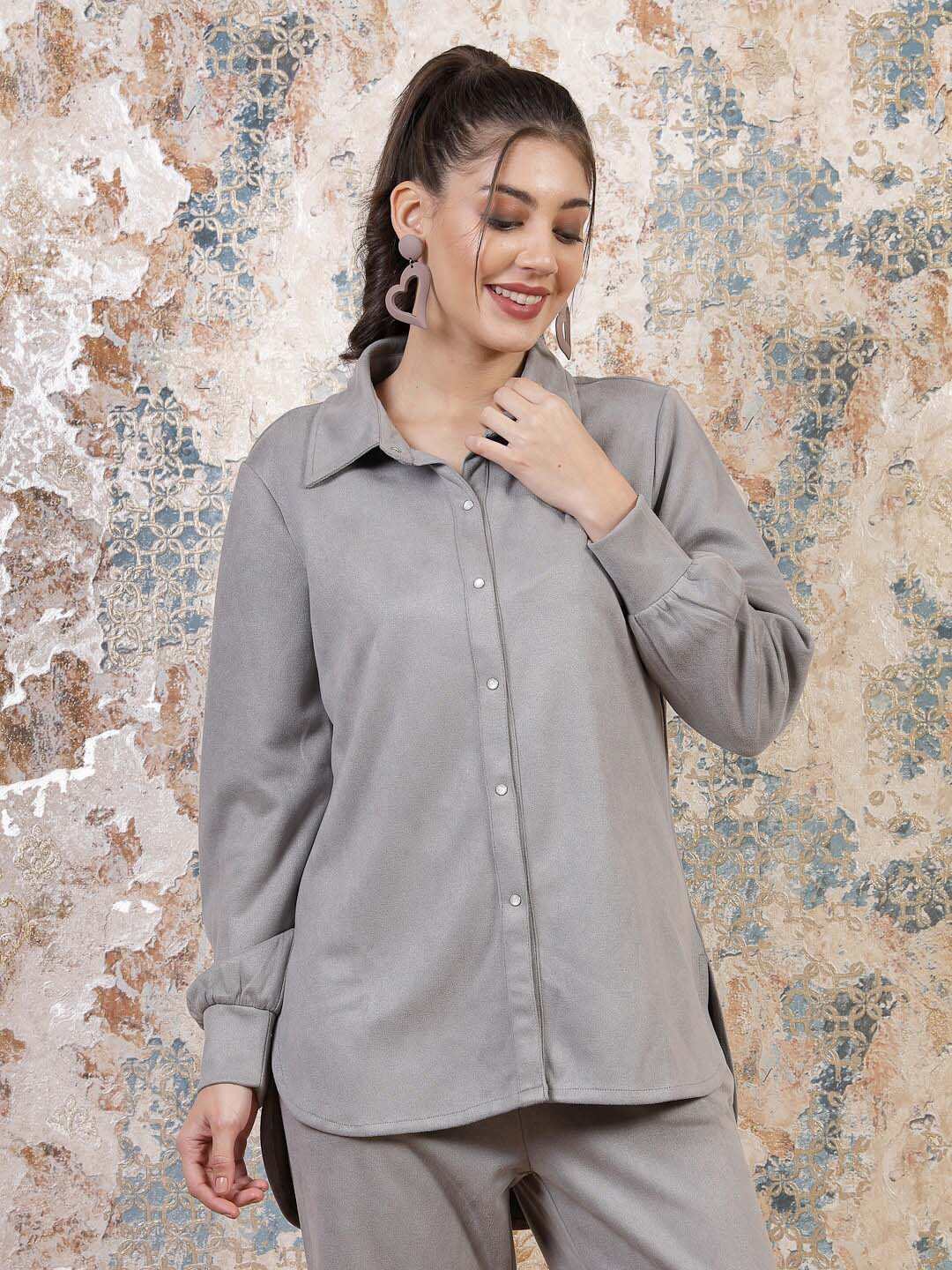 Athena Long Sleeves High-Low Longline Shirt