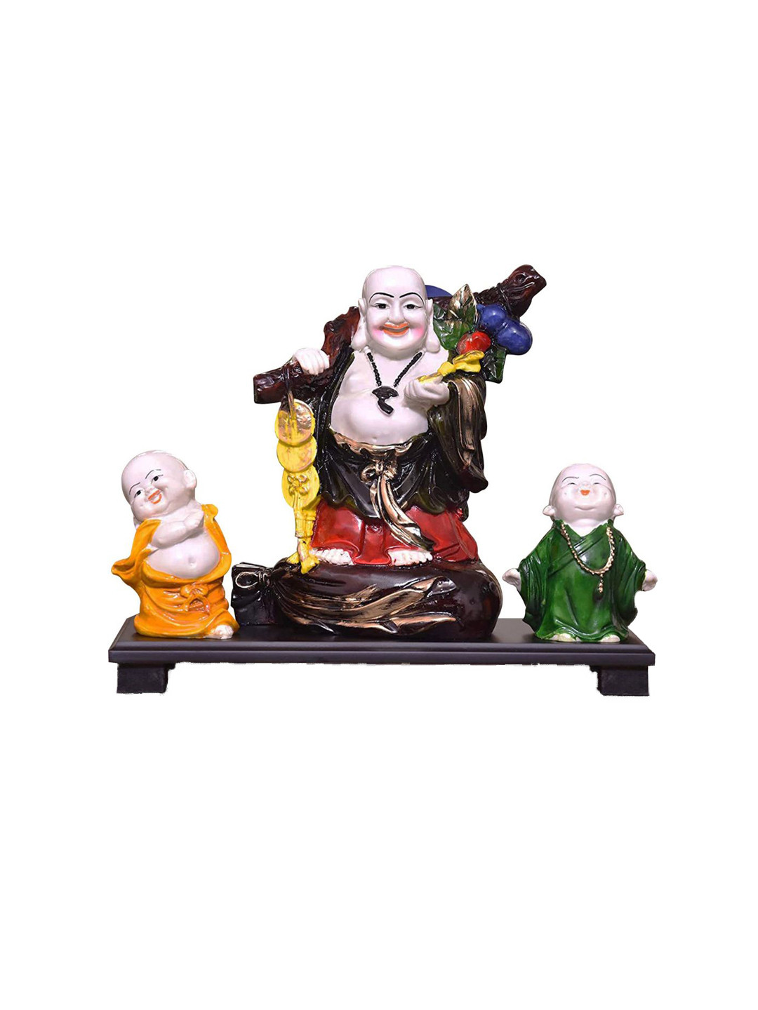 Mariner's Creation Laughing Buddha White Polyresin Natural Home Office Medium Showpiece - 9.8 Inches