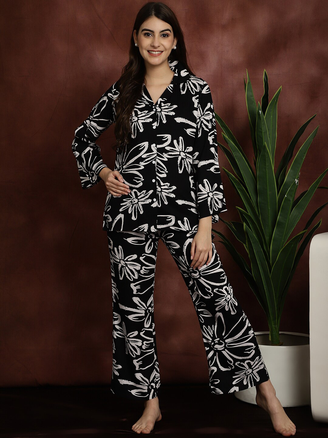 Boston Club Floral Printed Shirt With Pyjamas