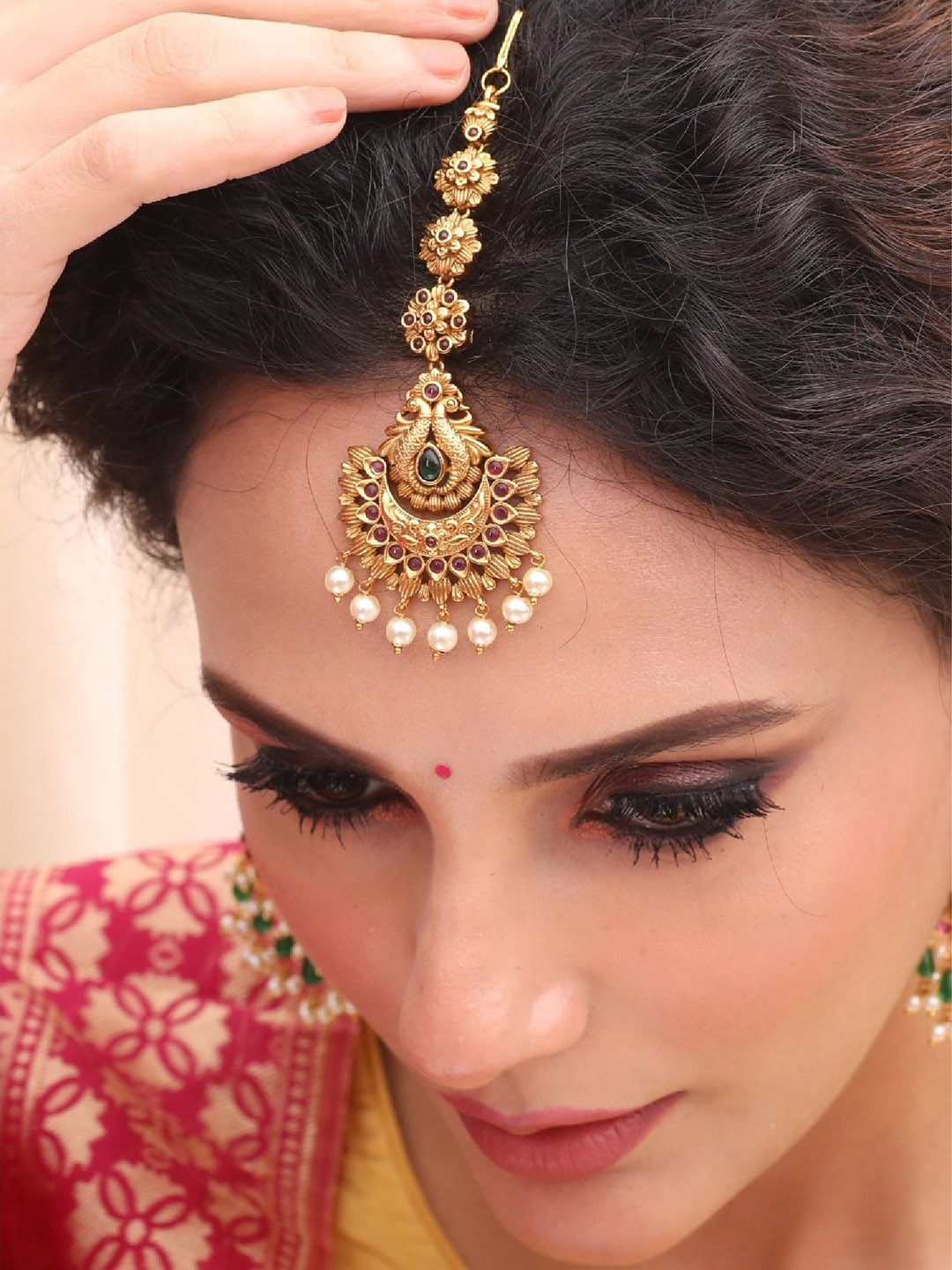 Tarinika Gold-Plated CZ-Studded Maang Tikka