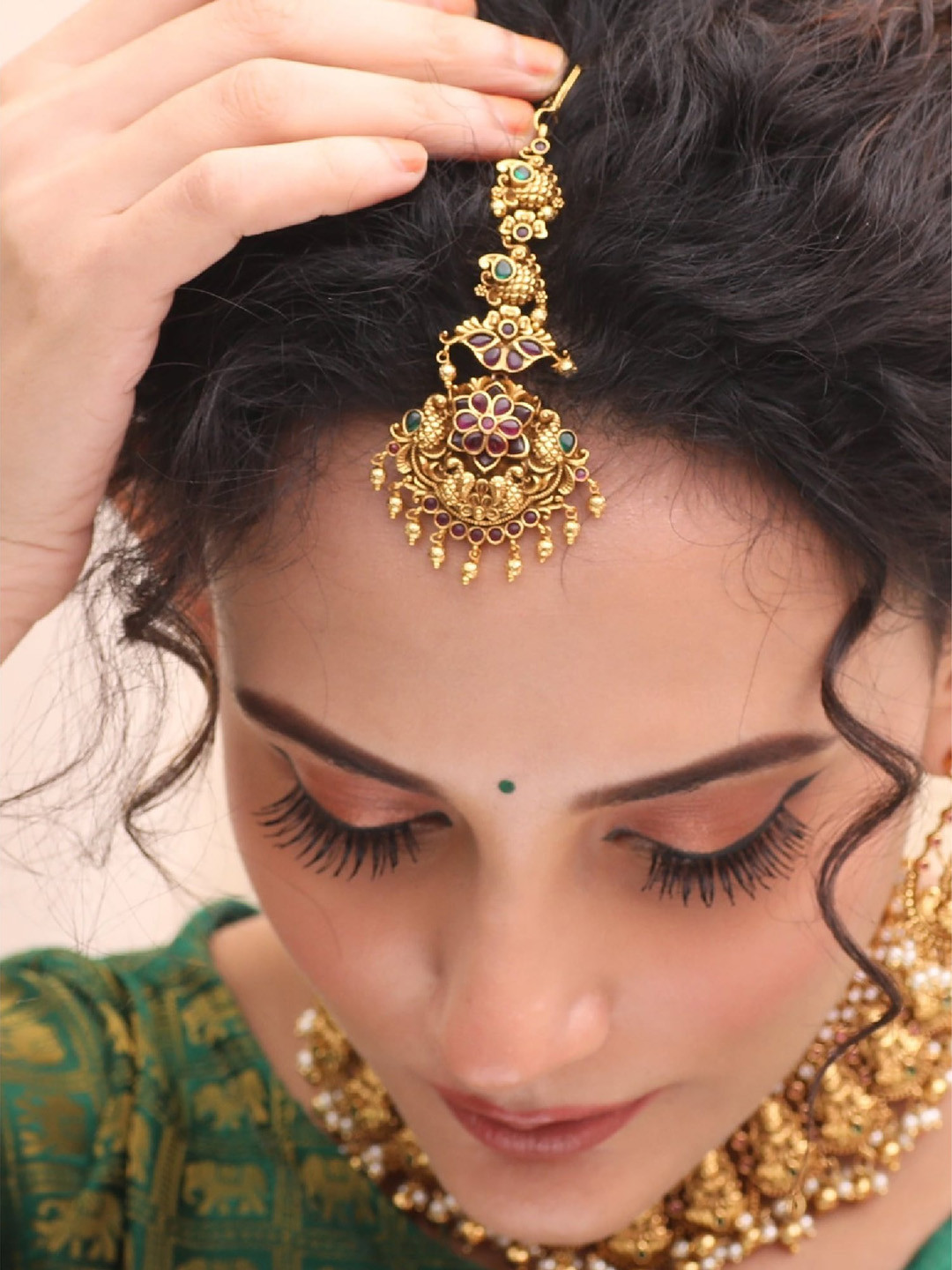 Tarinika Gold-Plated CZ-Studded Maang Tikka