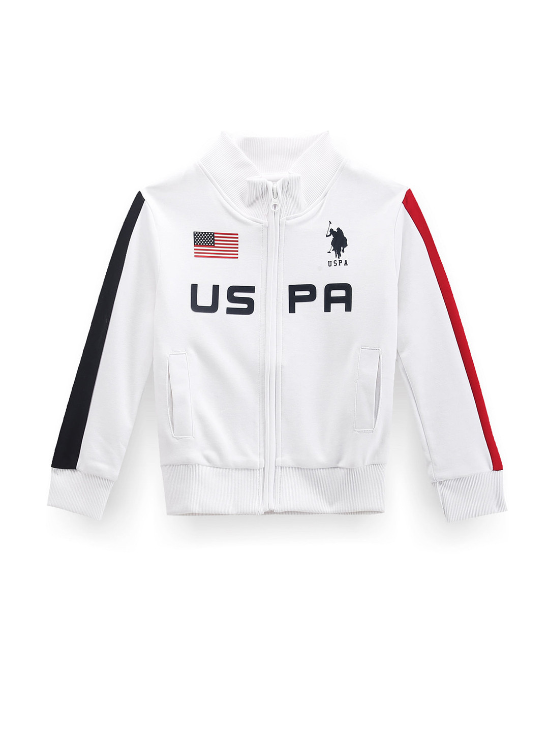 U.S. Polo Assn. Kids Boys Brand Logo Printed Front Open Sweatshirt