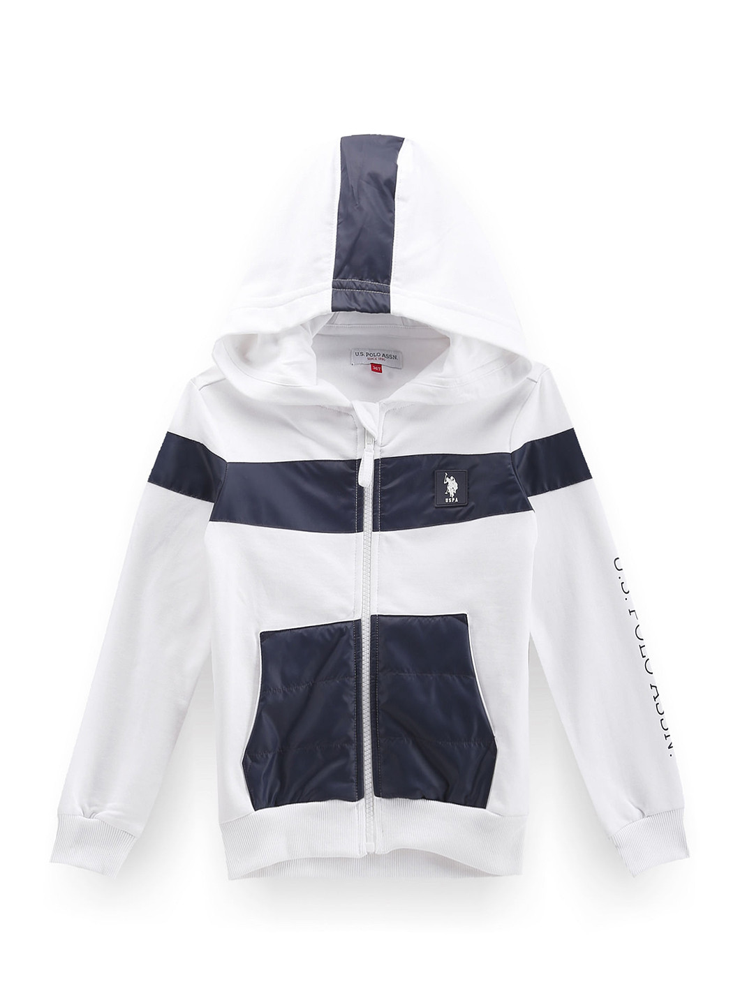 U.S. Polo Assn. Kids Boys Striped Front-Open Sweatshirt
