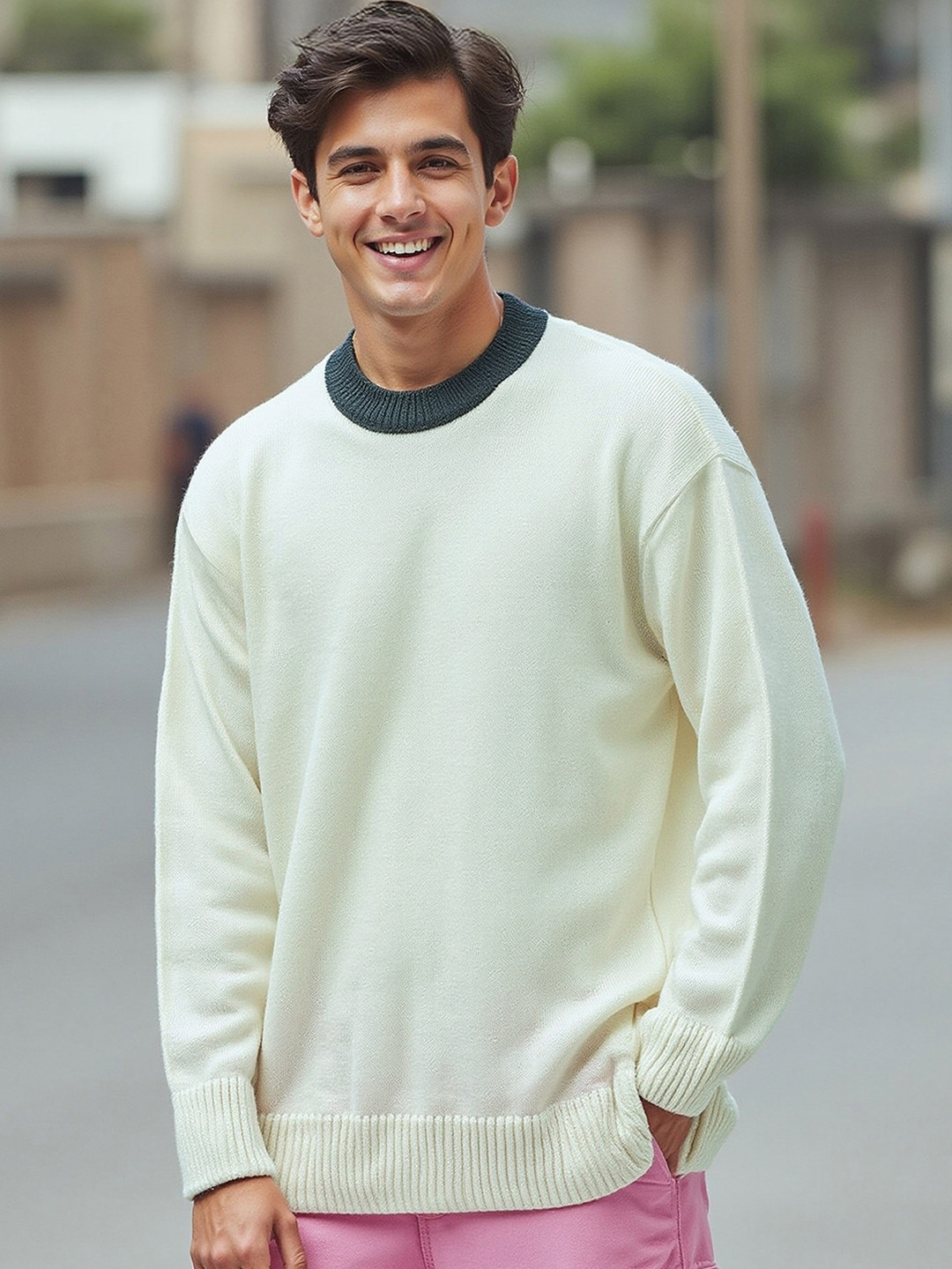 Bewakoof Gardenia Oversized Flatknit Sweater