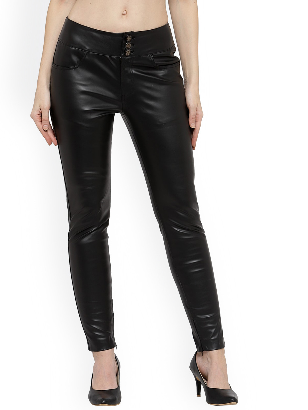 BEAVER Women Black Sharp Skinny Fit Mid-Rise Regular Trouser