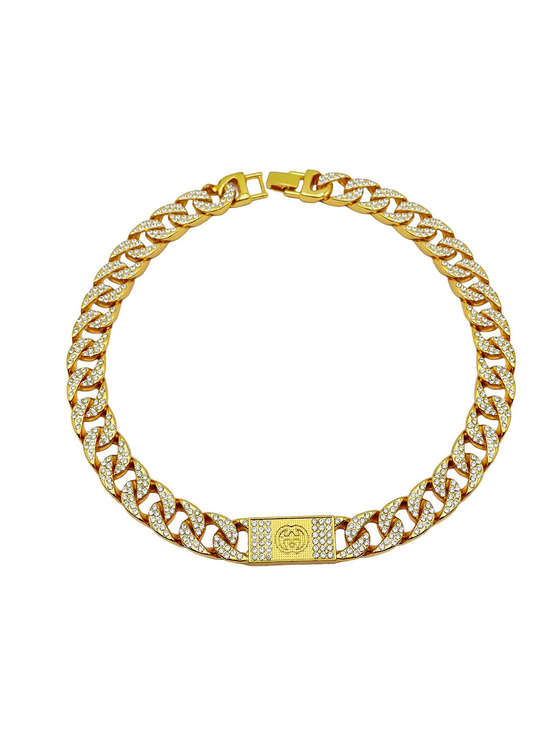 ZIVOM Gold-Plated Rhinestone-Studded Necklace