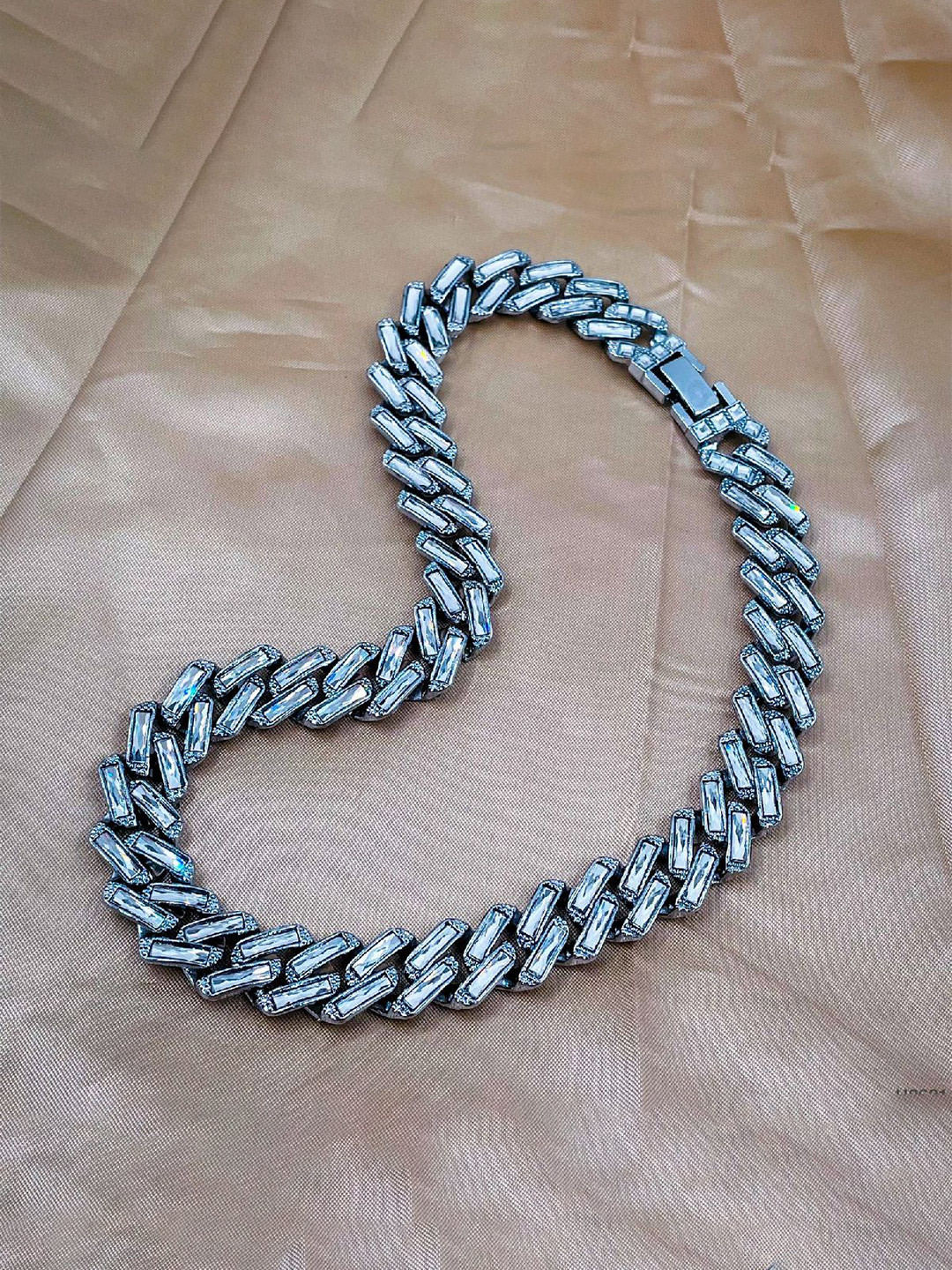 ZIVOM Men Silver-Plated Rhinestone Chain