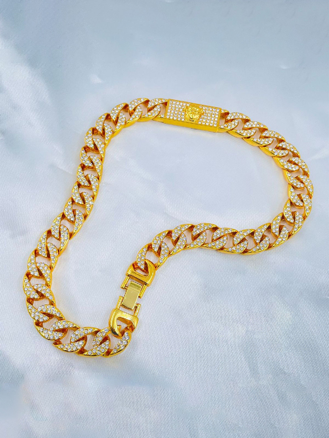 ZIVOM Men Gold-Plated Rhinestone Chain
